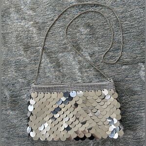 Trendy Silver Sequin Scale Chain Bag